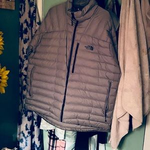 Grey North Face down jacket